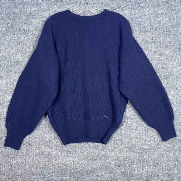 Longchamp Other - Vintage Men’s Large Longchamp Paris Blue 100% Wool Crewneck Knit Made in Italy